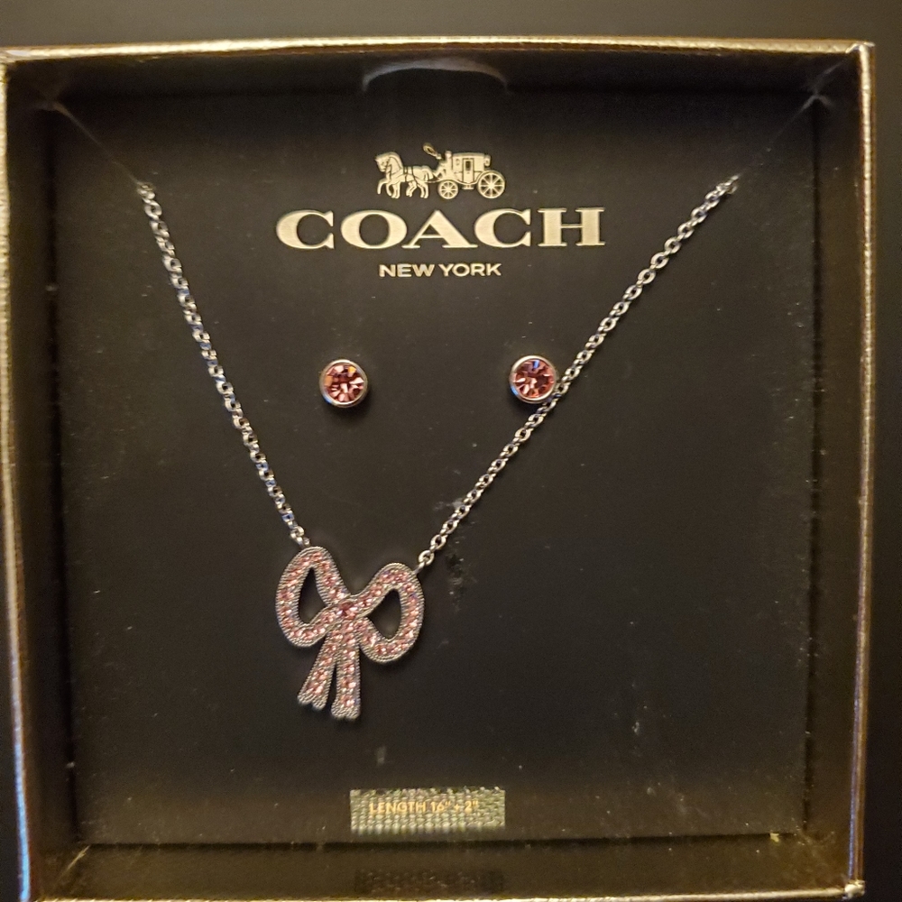 coach ear and necklace set